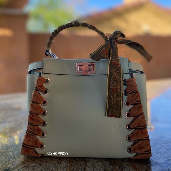 SOLD Fendi RARE Nappa Ribbon Lace Up Peekaboo Iconic Satchel - Picture 3 of 16